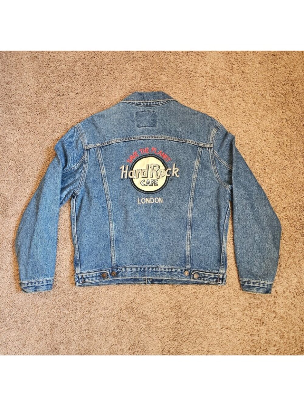 Vtg Levis Jean Jacket M Britain Hard Rock London Denim 70503-02 Trucker 80s 90s - Picture 4 of 14